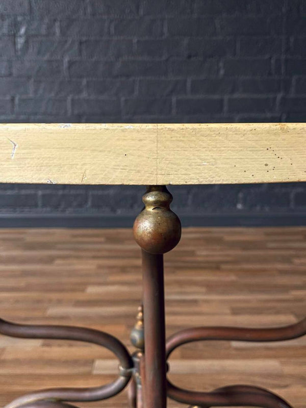 Vintage French Art Nouveau Brass Side Table w/ Scrollwork Base, c.1950’s