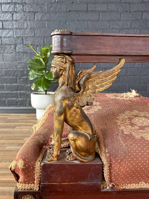 French Empire Revival Mahogany Armchair w/ Gilt Bronze Sphinx Figures, c.1900’s