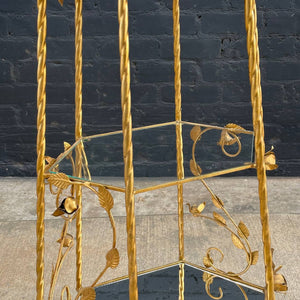 Vintage Gilt Metal & Glass Display Shelf Curio, c.1950’s
