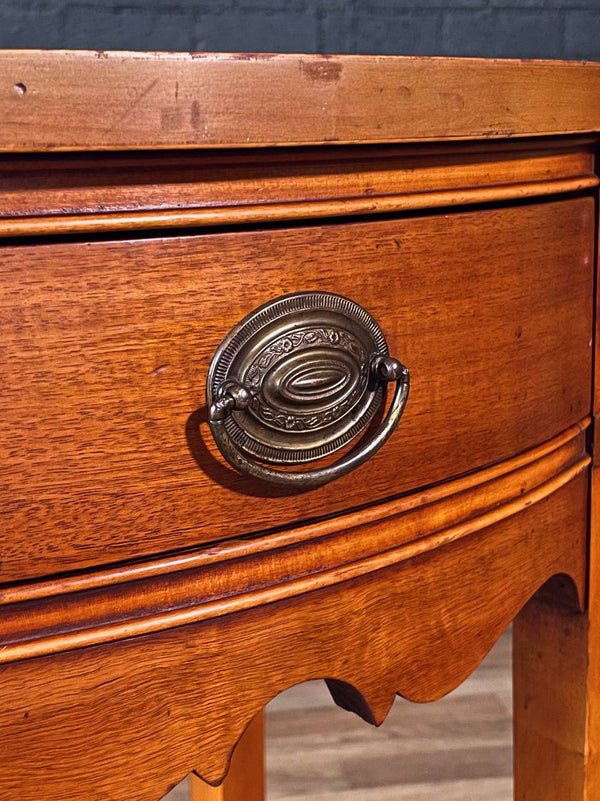 Pair of American Federal Mahogany Night Stands w/ Carved Rosettes & Brass Pulls, c.1950’s