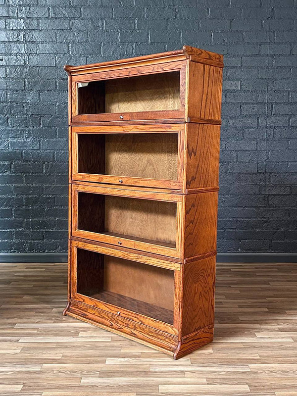 Vintage Barristers Oak Bookcase w/ Glass Sliding Doors