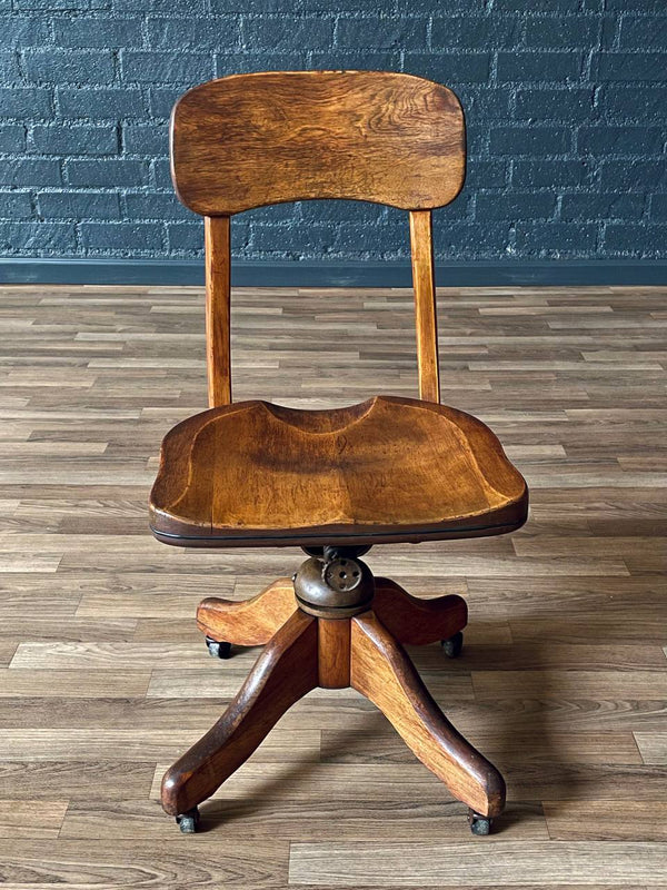 American Maple Swivel Banker’s or Typist Office Chair, c.1950’s