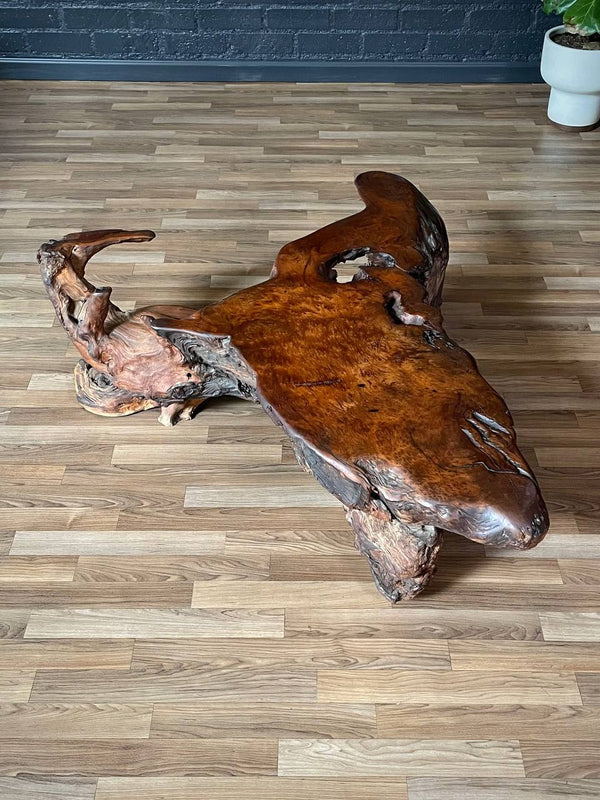 Mid-Century Hand-Carved Live Edge Redwood Burl Root Coffee Table, c.1960’s