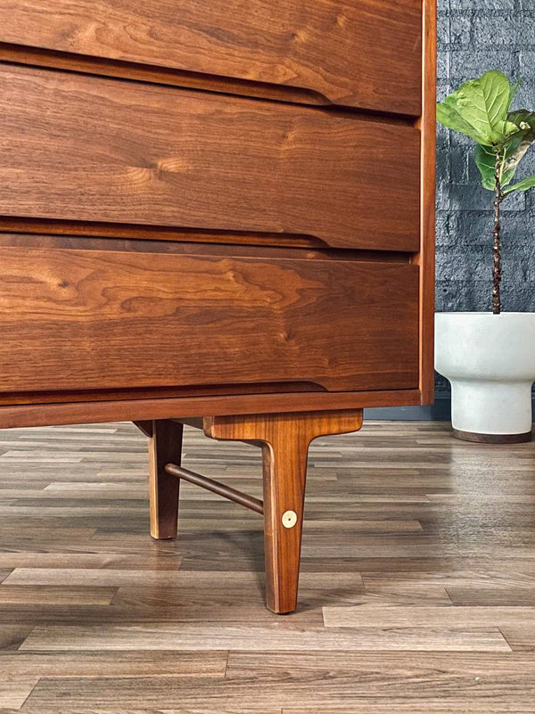Mid-Century Modern Sculpted Walnut Credenza by Stanley, c.1960’s