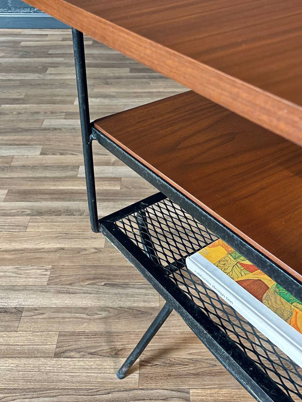 Mid-Century Modern Floating Top Iron & Walnut Writing Desk, c.1950’s