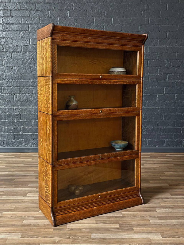 Antique Stackable Barristers Oak Bookcase w/ Glass Sliding Doors, c.1920’s
