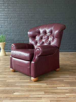 Ethan Allen Burgundy Leather Chesterfield Reclining Chair