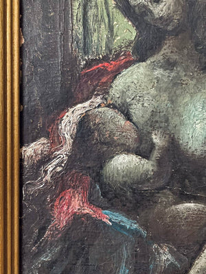 Signed Vintage European Expressionist Madonna & Child Oil Painting, c.1960’s