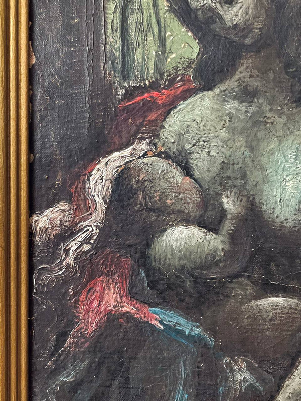 Signed Vintage European Expressionist Madonna & Child Oil Painting, c.1960’s