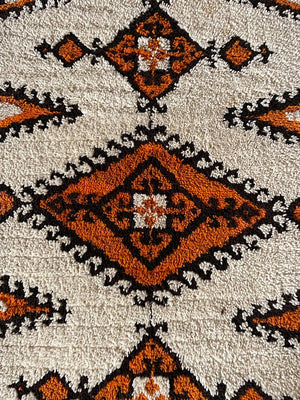 Vintage Mid-Century Modern Shag Rug w/ Geometric Tribal Pattern, c. 1970’s