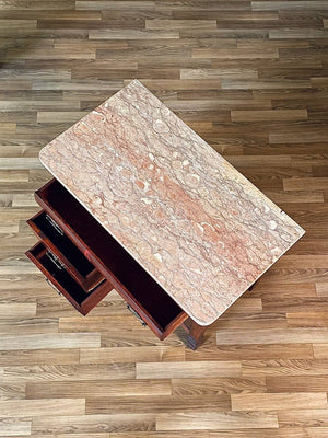 Antique Serpentine Entry Stand Dresser w/ Pink Marble Top, c.1940’s