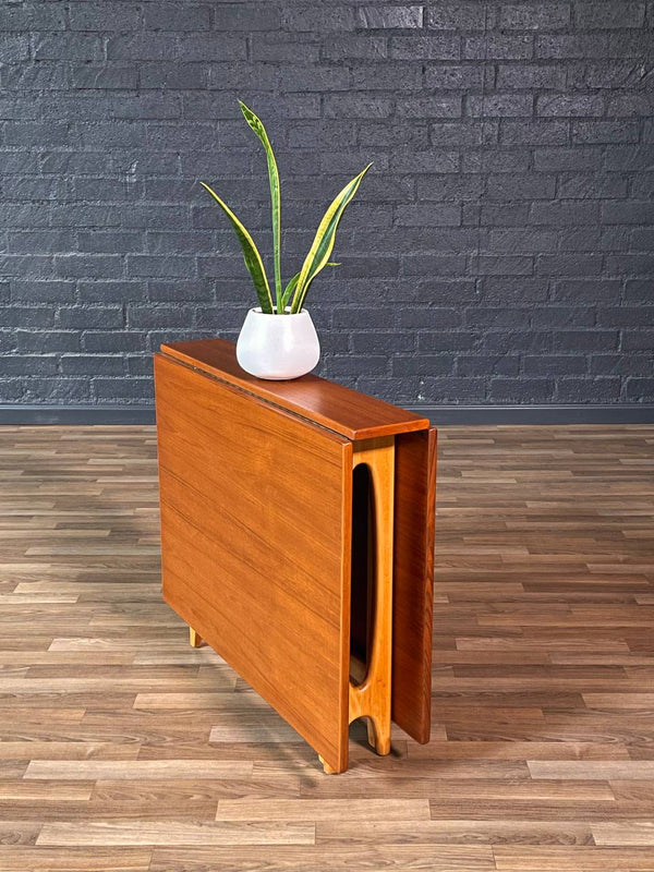 Mid-Century Norwegian Modern Teak & Birch Drop Leaf Dining Table by Bendt Winge, c.1960’s