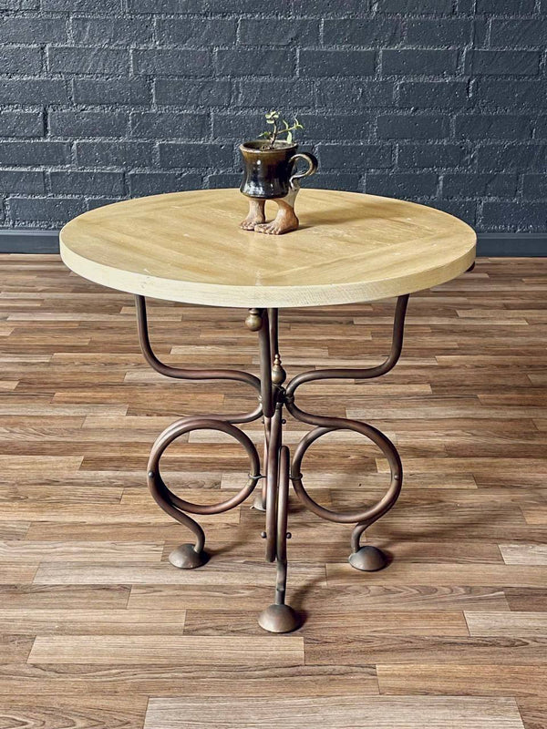 Vintage French Art Nouveau Brass Side Table w/ Scrollwork Base, c.1950’s