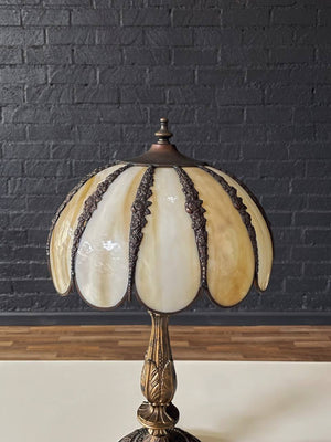 Vintage Art Deco Style Table Lamp with Tiffany Style Shade, c.1960’s