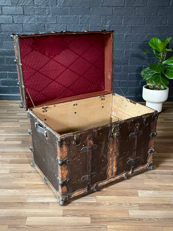 Antique Leather Steamer Trunk by Henry Pollack Trunk Co. c.1880