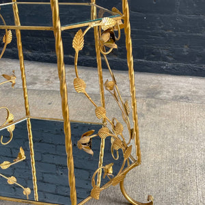Vintage Gilt Metal & Glass Display Shelf Curio, c.1950’s