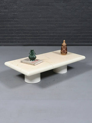 Italian Modern Coffee Table With Double Pedestal Base, c.1980's