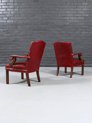 Pair of American Regency Revival Tufted Leather Armchairs, c.1970's