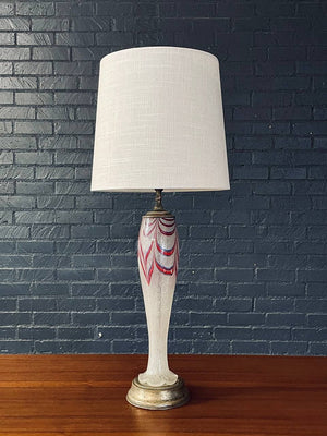 Mid Century Modern Italian Murano Glass Table Lamp with Decoration & Brass Base, c.1970's