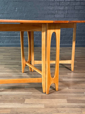 Mid-Century Norwegian Modern Teak & Birch Drop Leaf Dining Table by Bendt Winge, c.1960’s