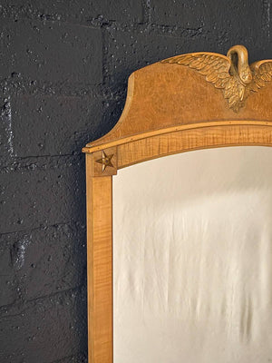 Antique English Chippendale Style Maple Wall Mirror w/ Phoenix Crest, c.1940’s