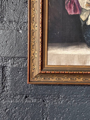 Antique 1894 Still Life Oil Painting of Irises in Ornate Gilded Frame – Signed M. Merle