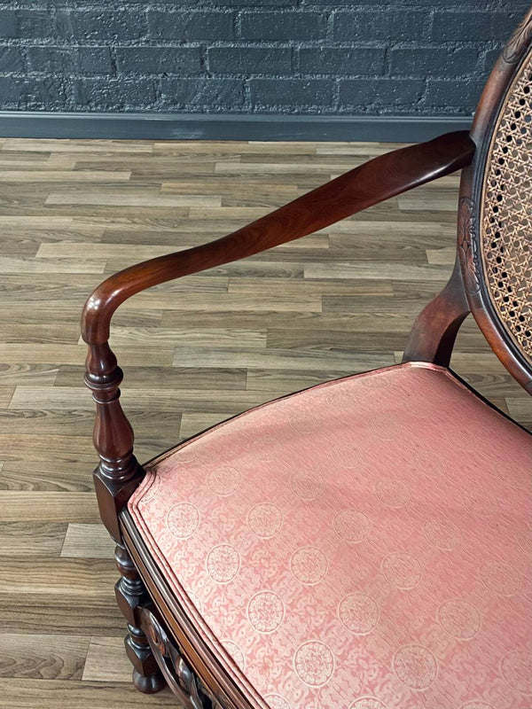 Victorian Renaissance Revival Carved Mahogany Armchair w/ Caned Oval Back, c.1950’s