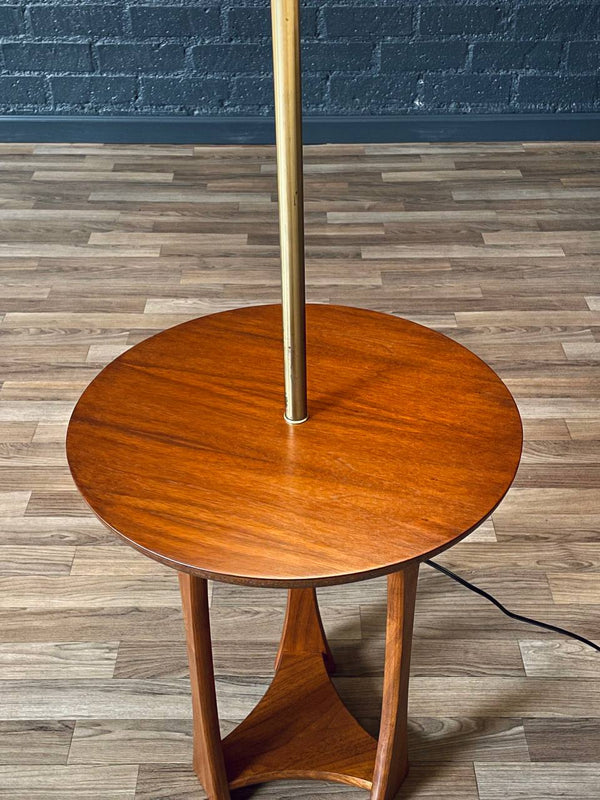 Mid-Century Sculpted Walnut Floor Lamp w/ Side Table, c.1960’s