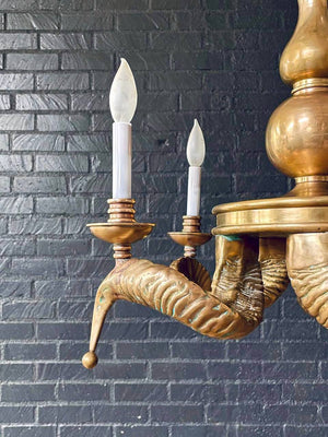 Mid-Century Modern Brass Ram Horn Chandelier by Chapman, c.1960’s