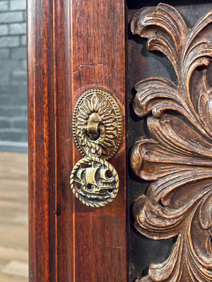 American Carved Mahogany Smoking / Humidor Cabinet w/ Copper Lining, c.1920’s