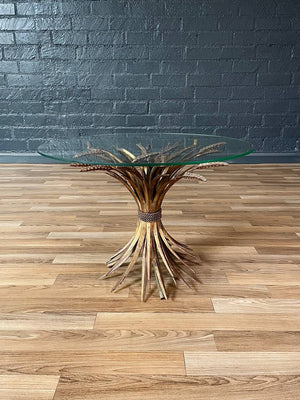 Italian Mid-Century Hollywood Regency Sheaf of Wheat Side Table w/ Glass Top, c.1950’s