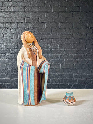 Vintage Native American “Hopi Maiden” Ceramic Sculpture by Terry Slonaker