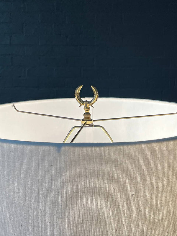 Antique French Neoclassical Style Gilt Bronze & Onyx Floor Lamp w/ Winged Caryatids, c.1930s