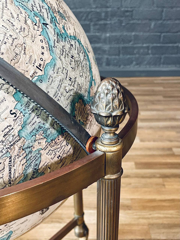 Neoclassical Style Replogle “World Classic” 16-Inch Globe on Brass Stand, c.1970’s