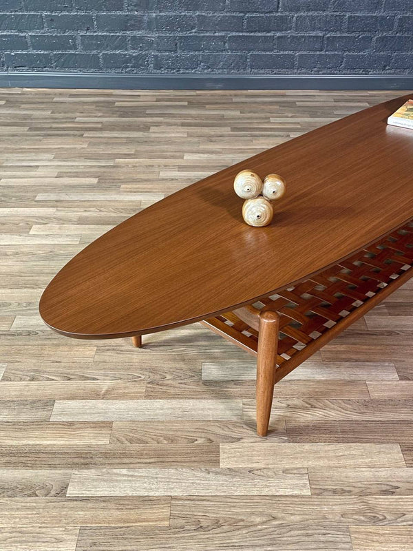 Mid-Century Surfboard Style & Floating Top Coffee Table by Lane, c.1960’s