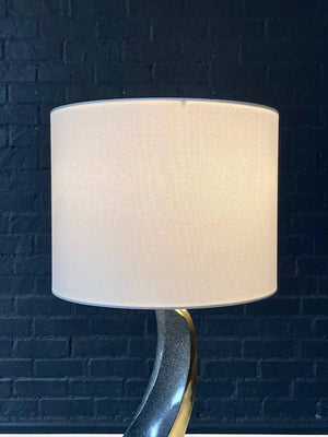 Mid-Century Sculptural Spiral Glazed & Polished Brass Table Lamp, c.1970’s