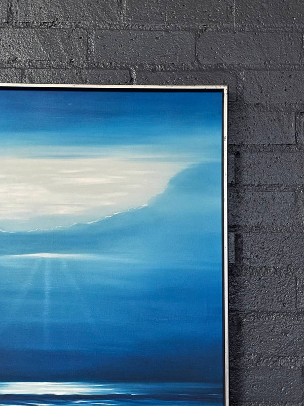 Vintage Blue Horizon Seascape Oil Painting by Delmary - Signed Original