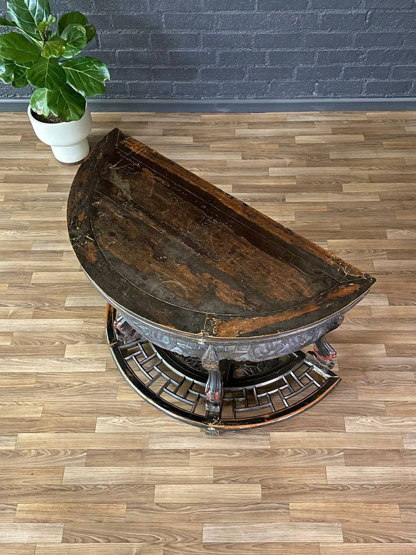 Vintage Chinese Qing Dynasty Style Hand-Carved Console or Altar Table w/ Foo Dog Motifs, c.1950’s