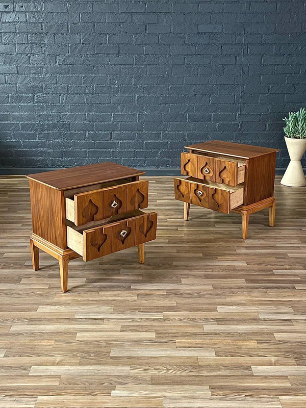 Pair of Mid-Century Modern Oak & Walnut Night Stands, c.1960’s