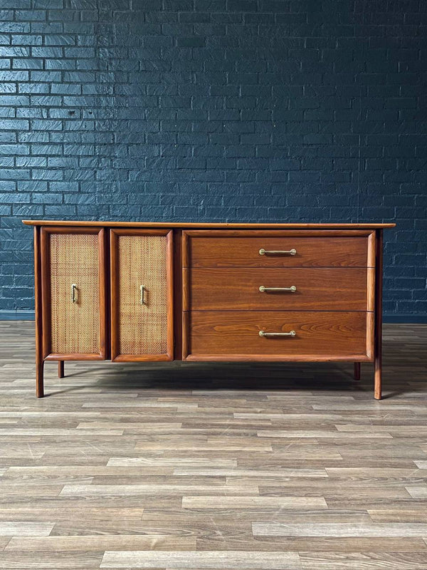 Mid-Century Modern Floating Top Walnut Dresser w/ Cane Doors, c.1960’s