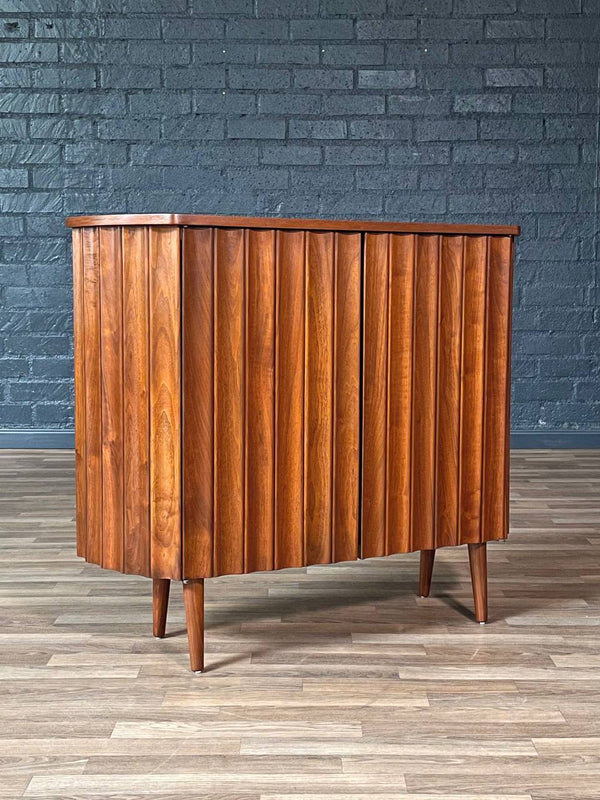Mid-Century Modern Sculpted Walnut Bow-Front Cabinet, c.1960’s