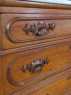 Antique American Walnut Marble Top Chest with Four Drawers, c.1900’s