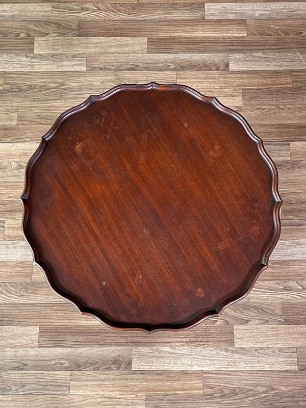 English Georgian Style Mahogany Pie Crust Side Table, c.1940’s