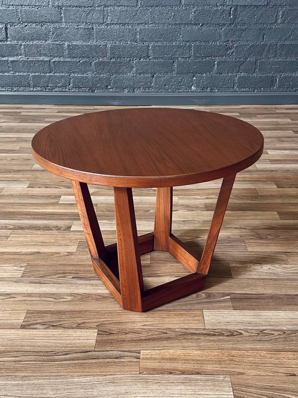 Mid-Century Modern Round Walnut Side Table w/ Sculpted Base, c.1960’s
