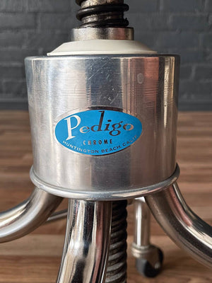 Mid-Century Industrial Chrome Adjustable Drafting Green Stool by Pedigo, c.1960’s