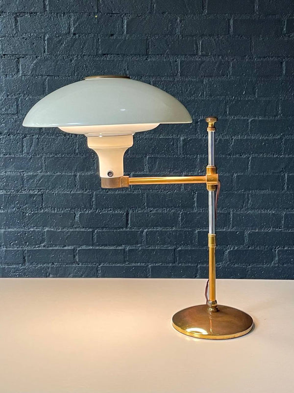 Mid-Century Adjustable Brass Saucer Style Desk Lamp by Dazor, c.1950’s