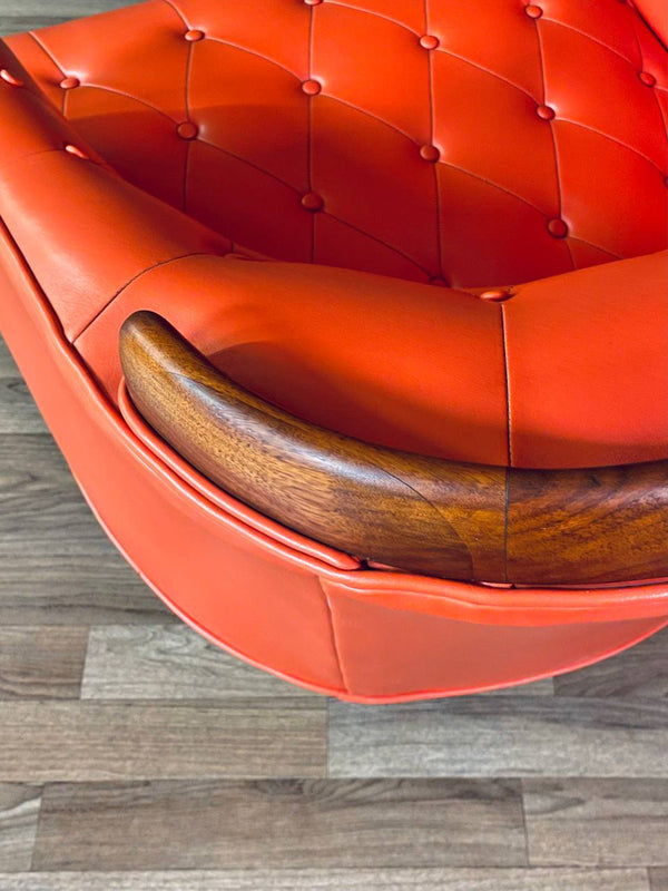 Pair of Mid-Century Californian Modern Orange Tufted Club Chairs, c.1960’s