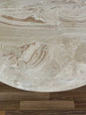 Mid-Century Modern Round Marble & Walnut Coffee Table, c.1960’s