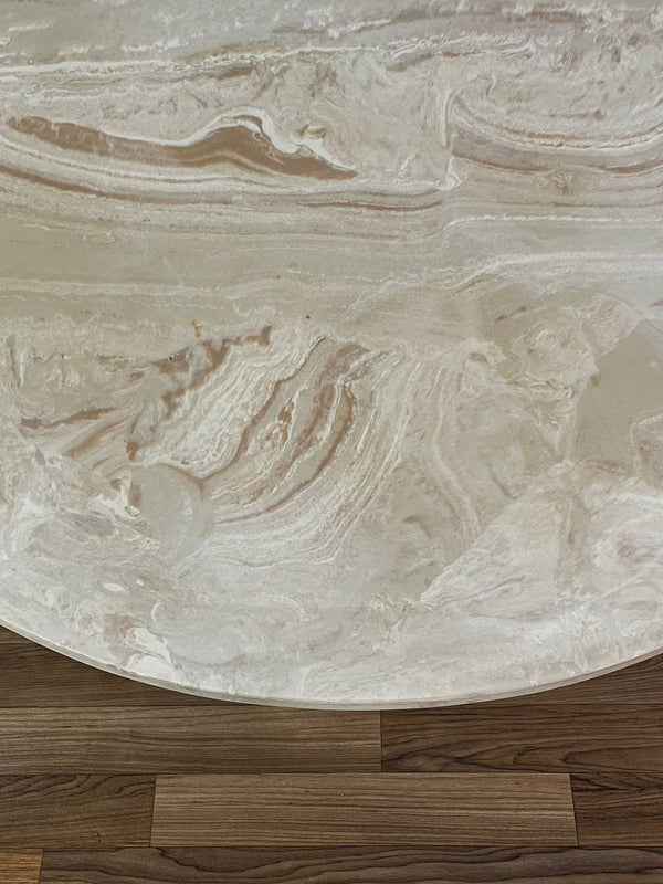 Mid-Century Modern Round Marble & Walnut Coffee Table, c.1960’s