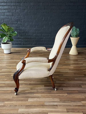 Antique Victorian Carved Wood Arm Chair, c.1940’s